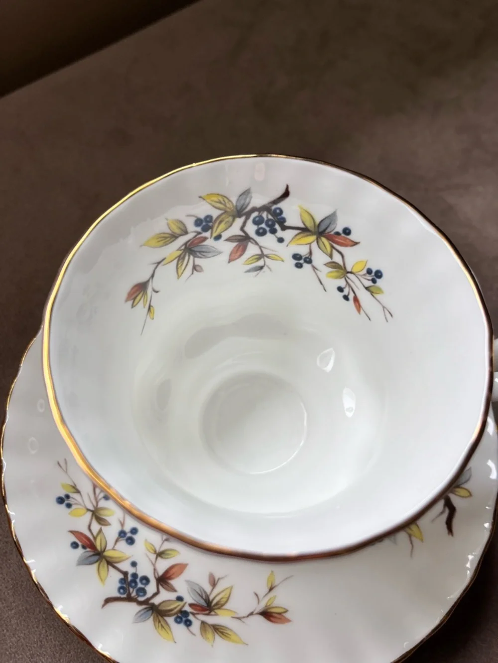 Royal Albert Blue Bird England Teacup & Saucer with Gold Trim